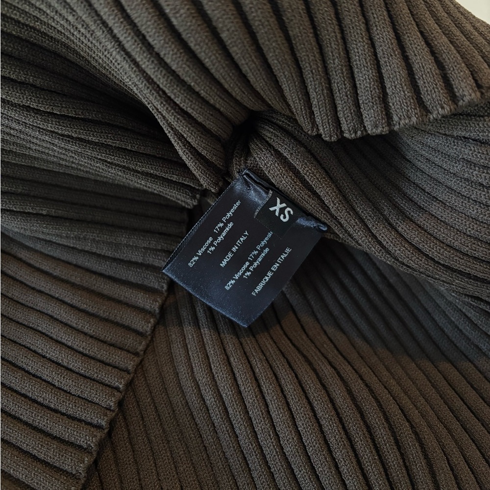 Brown Off-Shoulder Ribbed Sweater - Picture 6 of 6